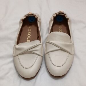 Aerosoles Cream Loafers with Bow Detail
